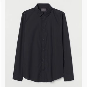 H&M Men’s Slim Fit Shirt, Size L, Black, Brand New